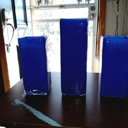 3 Piece Blue Glassware 