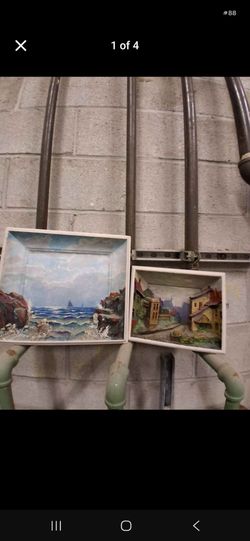 Pair of 3D Diorama Shadow Box Paintings