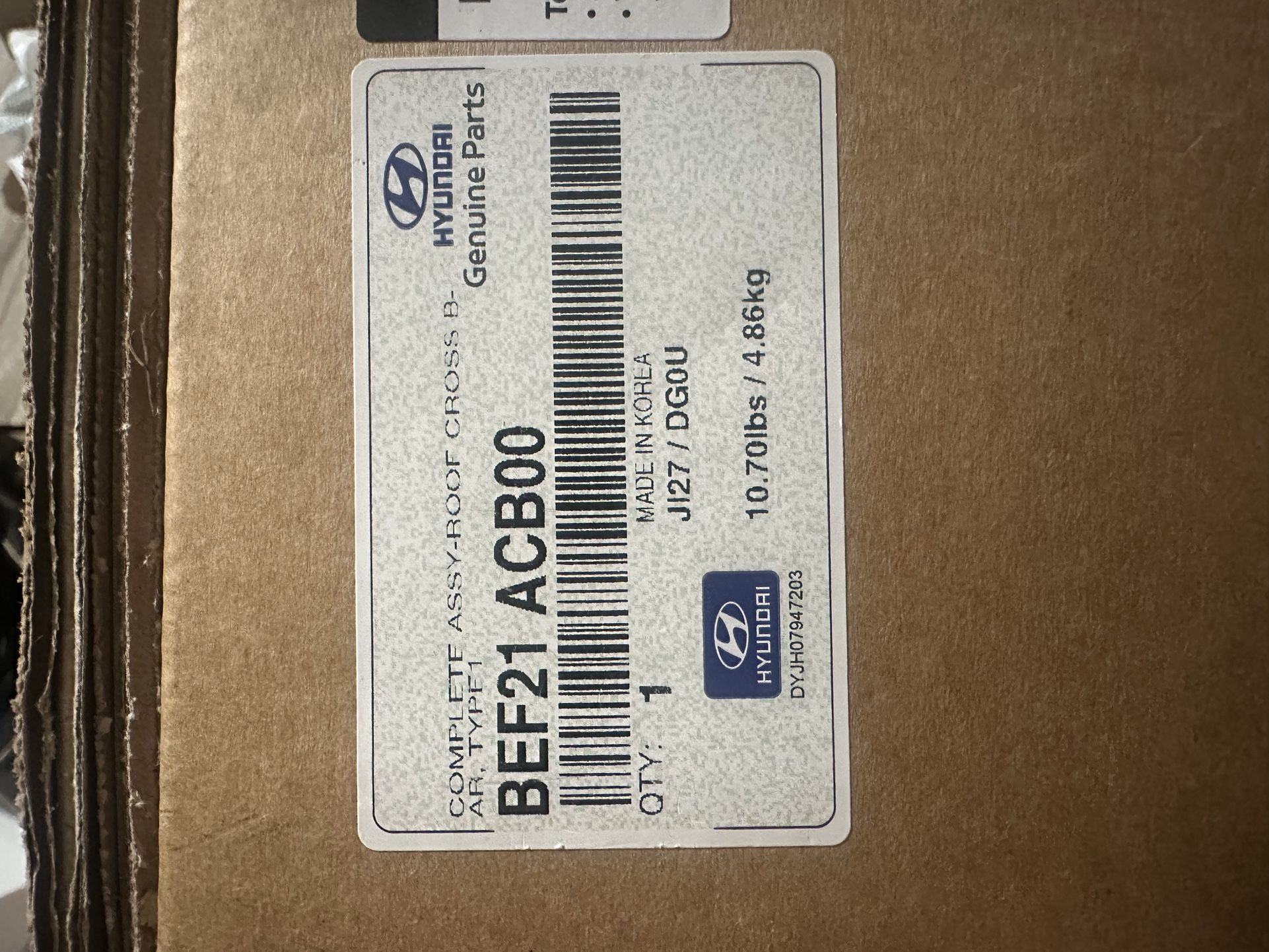 Hyundai Genuine Roof Rack Cross Bars – New (BEF21-ACB00)