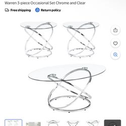 3-piece Occasional Set Chrome and Clear