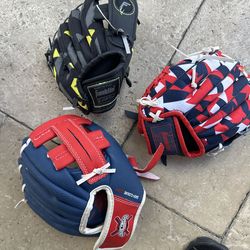 3 Brand New Kids Baseball Gloves – Franklin Youth Tee Ball / Beginner
