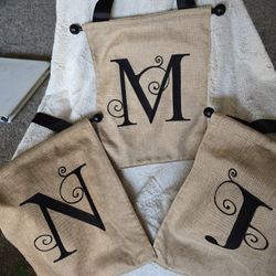 Monogram Burlap Hanging Wall Decor Weighted