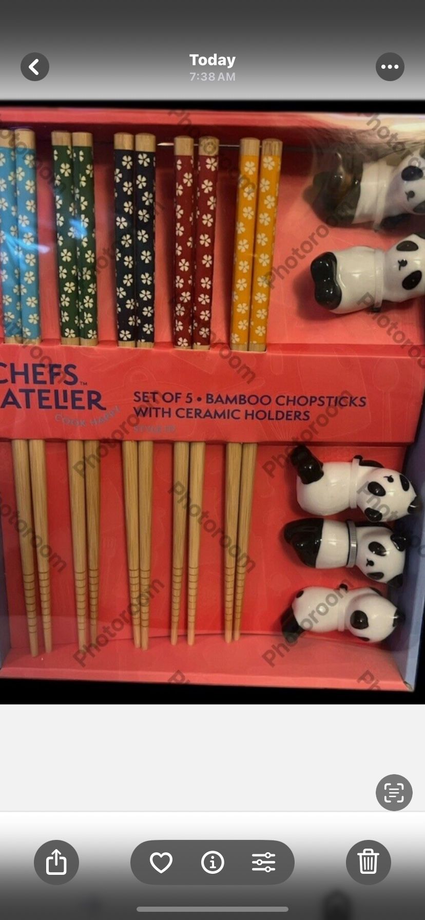 Chefs Atelier Set Of 5 Bamboo Chopsticks With Ceramic Panda Holder $20