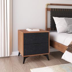 Zarif Black & Walnut Nightstand
