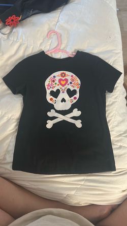 Black glittered  Dia De Los Muertos children’s shirt