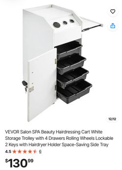 VEVOR Salon Beauty Hairdressing Cart with 4 Drawers