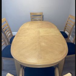Wooden Table 6 Chairs W/ Leaf