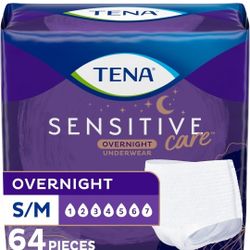 TENA Incontinence Underwear for Women, Overnight Absorbency, Intimates - Small/Medium - 64 Count


