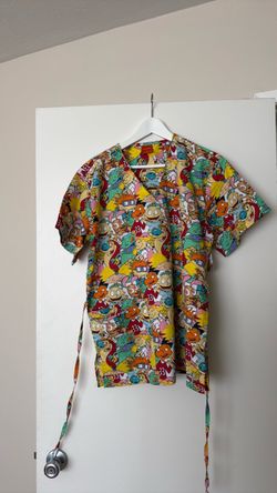 90’s Rugrats Print Medical Scrub Top