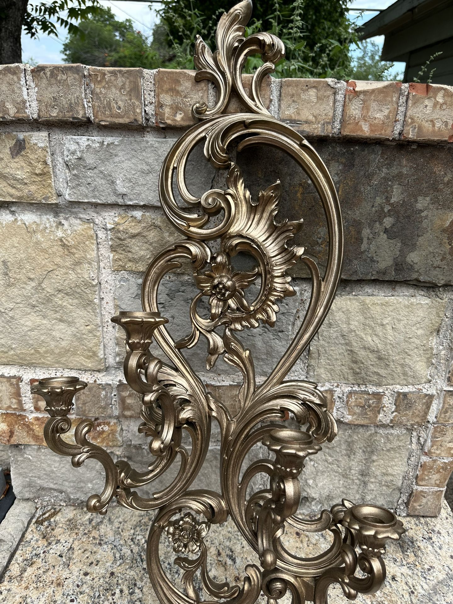 Vintage Homco ornate Hollywood Regency candelabra with 5 Arms