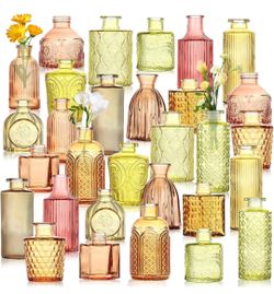 New 30Pcs Colored Glass Bud Vases,