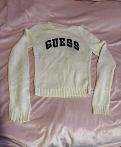 Guess Cream Knit Cropped Sweater
