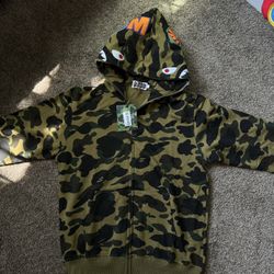 Bape Shark Zip Up Hoodie Green Size L 