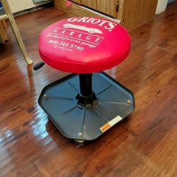 Adjustable Height Rolling Creeper Stool With Storage Tray 