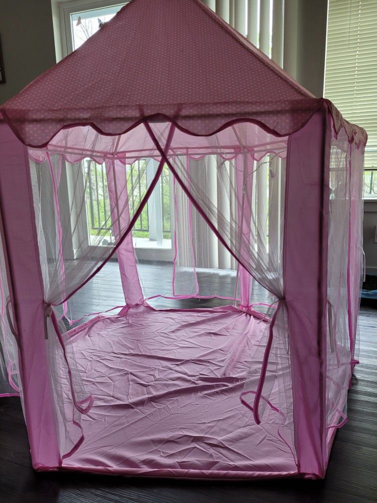 Pink Princess Tent with Colorful Lights