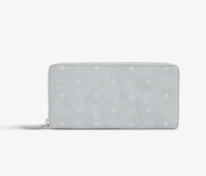 💯Guaranteed Authentic MCM MISTY GRAY VISETOS LONG ZIPPY WALLET