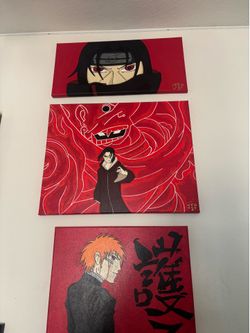 Custom Anime Canvas Paintings – Itachi (Naruto) & Ichigo (Bleach) Wall Art Set of 3