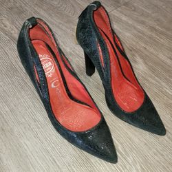 Jefferey Campbell Ibiza Black & Red Heels, Size 6.5