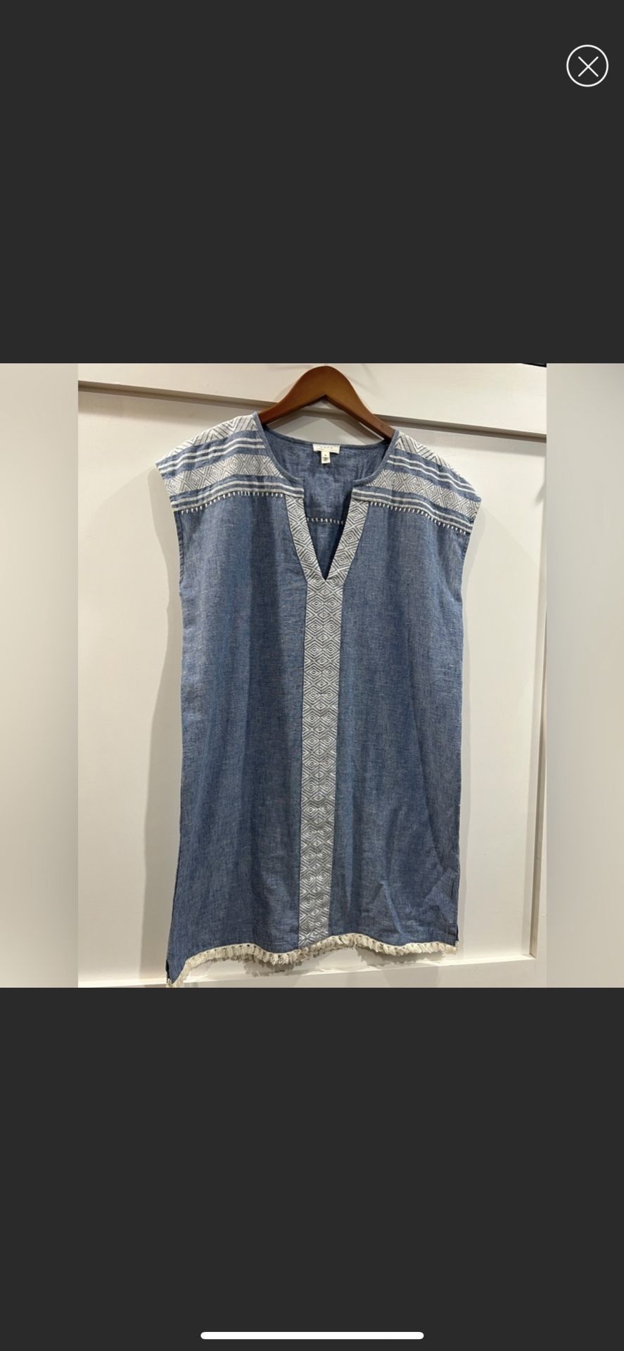 Dress- Beautifully Embroidered Blue/white Cotton Medium Never Worn