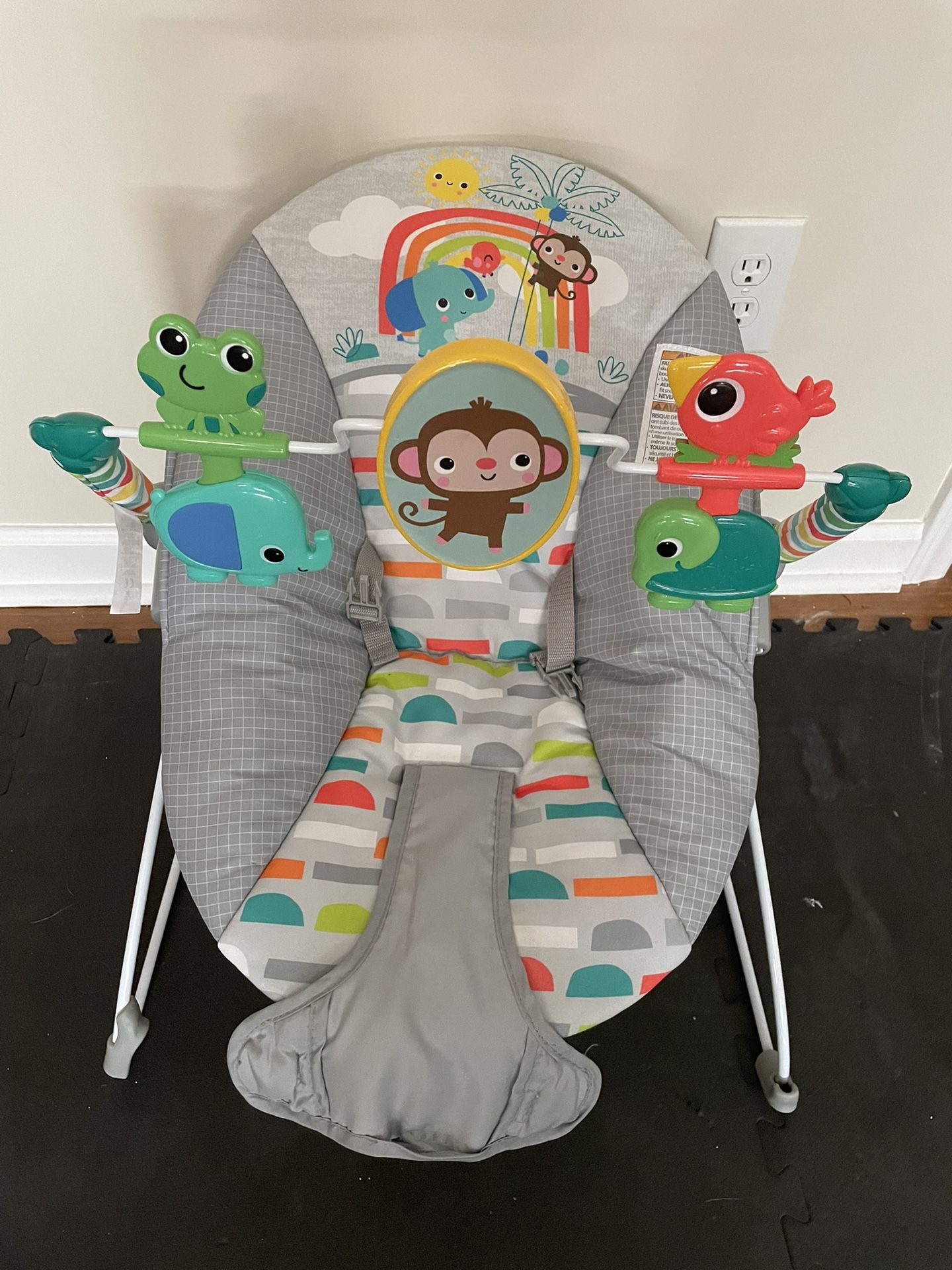 Bright Starts Playful Paradise Vibrating Baby Bouncer with Toys