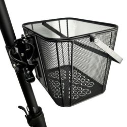 iblkeoTo Scooter Basket Extra Large 130lb Loading Capacity Removable Front basket for Man Adult with Water Holder Heavy Duty Quick Release Iron Mesh B