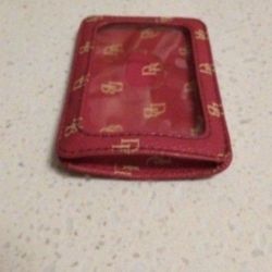 Dooney And Bourke Card Holder Hot Pink With Gold DB Logo