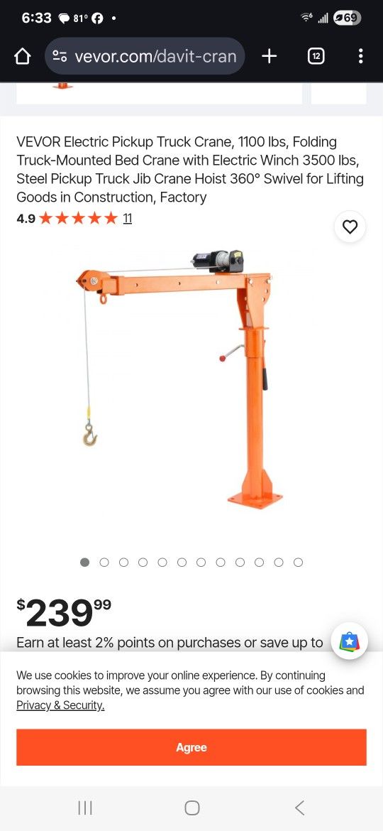 Vevor Electric Pick Up Crane Brand New