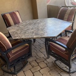Mallin Outdoor Patio Furniture Table Chairs & Pool lounge Chairs with Sunbrella Fabrics & Cushions Set