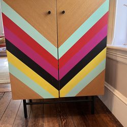 Multi-colored CB2 Chevron Cabinet