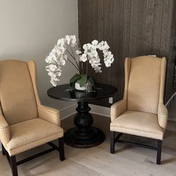 Linen Wing Back Chairs (2) Each Chair $200