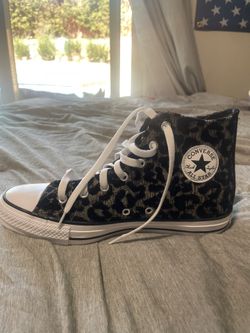 Cheetah Print Canvas Converse. 6.5 Youth. Never Worm With Tags