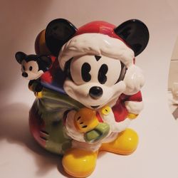 Disney Mickey Mouse Santa Cookie Jar 10 1/2"H