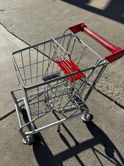 Mini Metal Shopping Cart with Red Handle