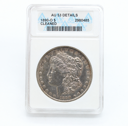 1890-O Morgan Silver Dollar ANACS AU53 Details Cleaned New Orleans $1 Coin