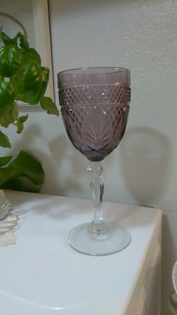 4 Princess House Lavender Crystal Goblets