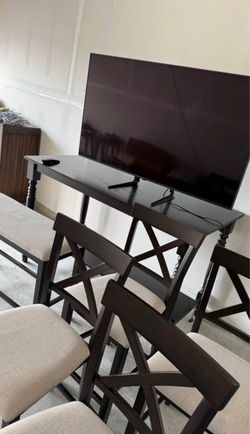Dining table, four chairs plus bench seat ( tv not included)