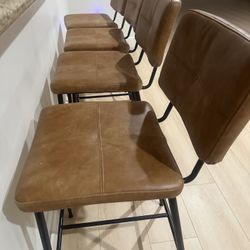 Faux Leather Counter Stool with Black Metal Frame