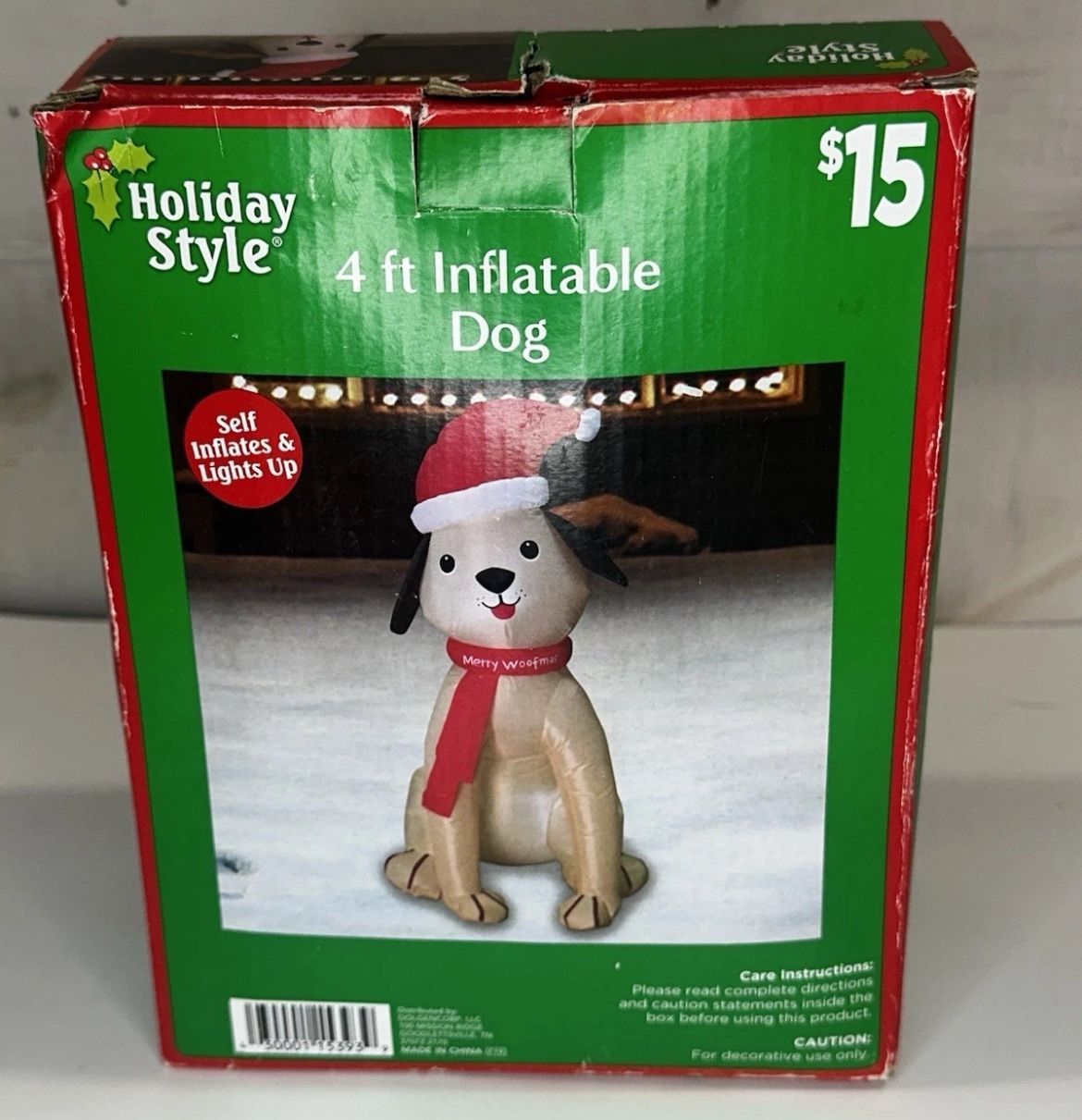 Vintage 4 foot tall, inflatable light up Christmas Puppy Lawn Decoration