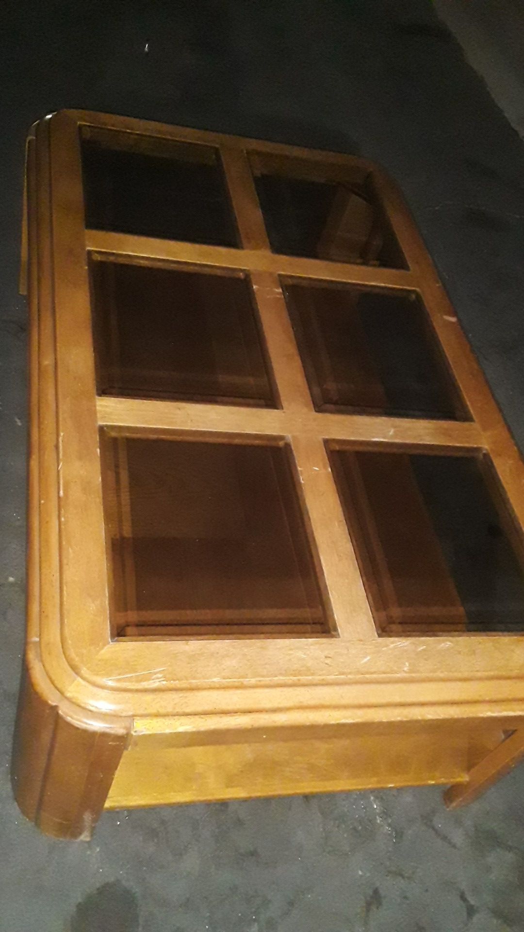 Glass center console table
