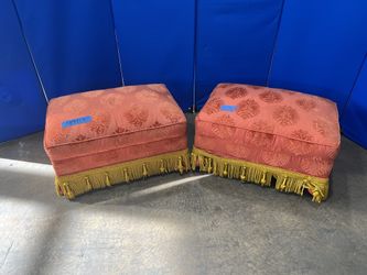 Christopher Hyland Designer Salmon Rolling Ottoman w/ Gold Tassels 