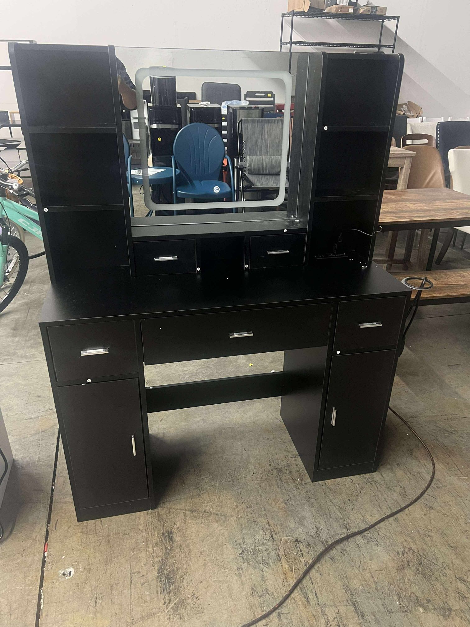 Vanity Table with Lighted Mirror, Drawers & Storage Cabinet(new in box)