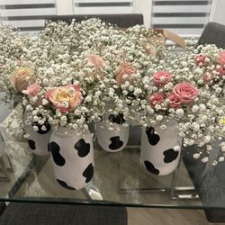 Cowprint Mason Jar Centerpieces