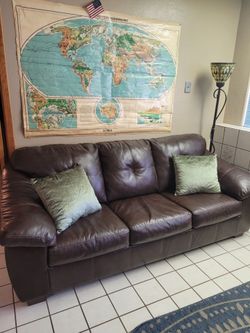Leather couch with pull out Bed