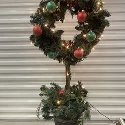 4ft Holiday Pre-lit Wreath Topiary 