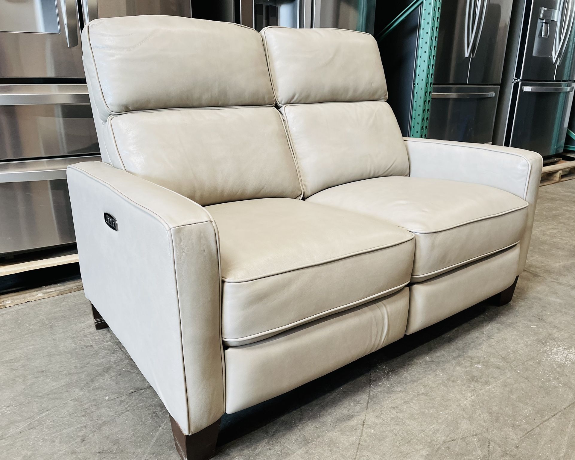 Jackston Leather Power Reclining Loveseat with Power Headrest, Tan