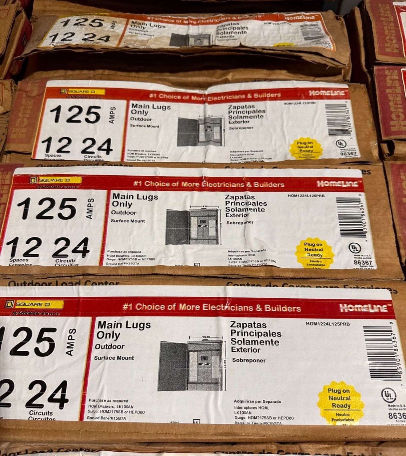 Square D 100 Amp 120/240v 12 Space Main Lug Sub Panel N3R