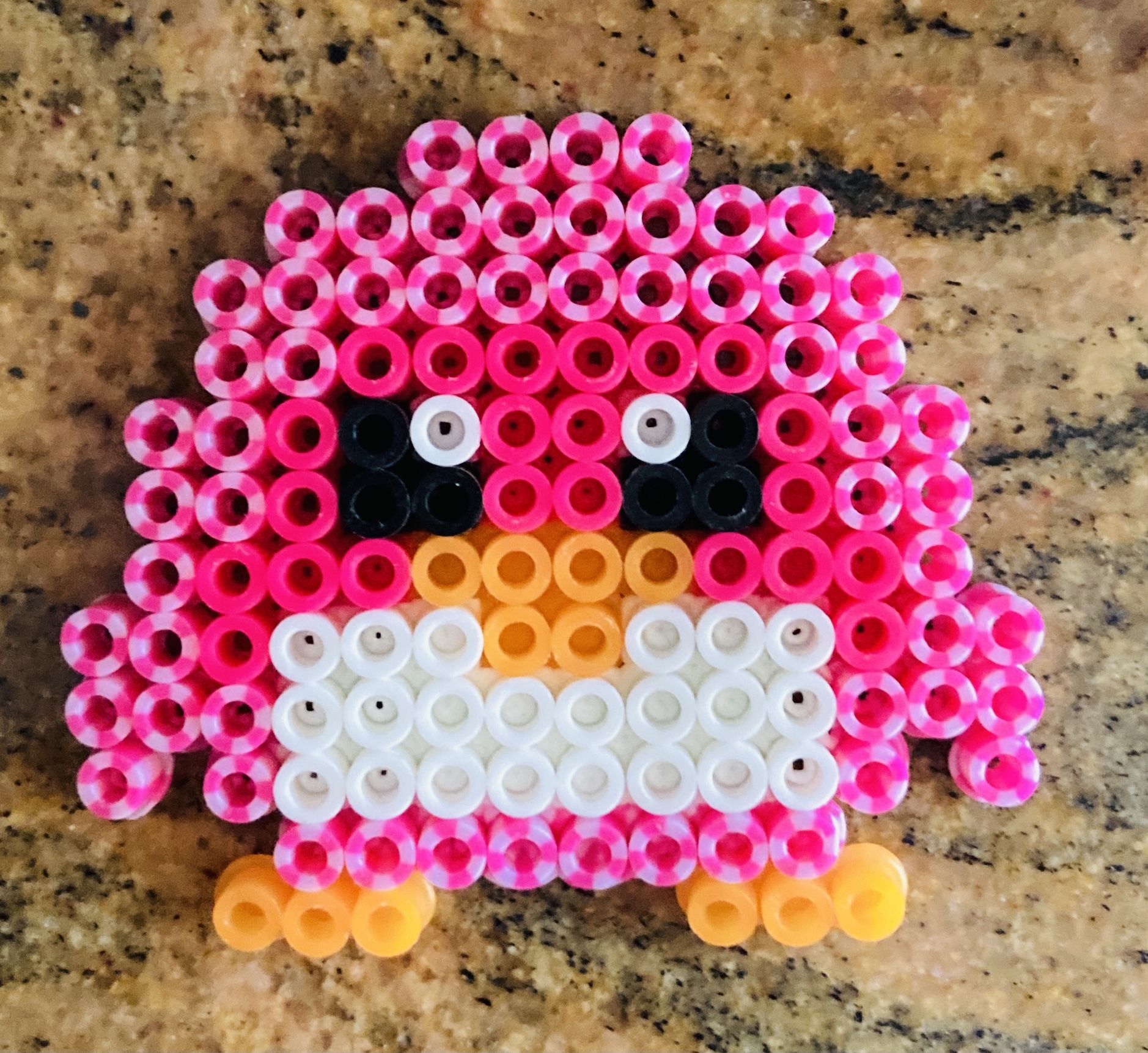 Pink Penguin Out Of Perler Beads
