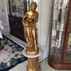 STATUE WITH MARBLE STAND 34’ TALL 