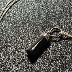 Black Onyx Pendant Necklace In Sterling Silver