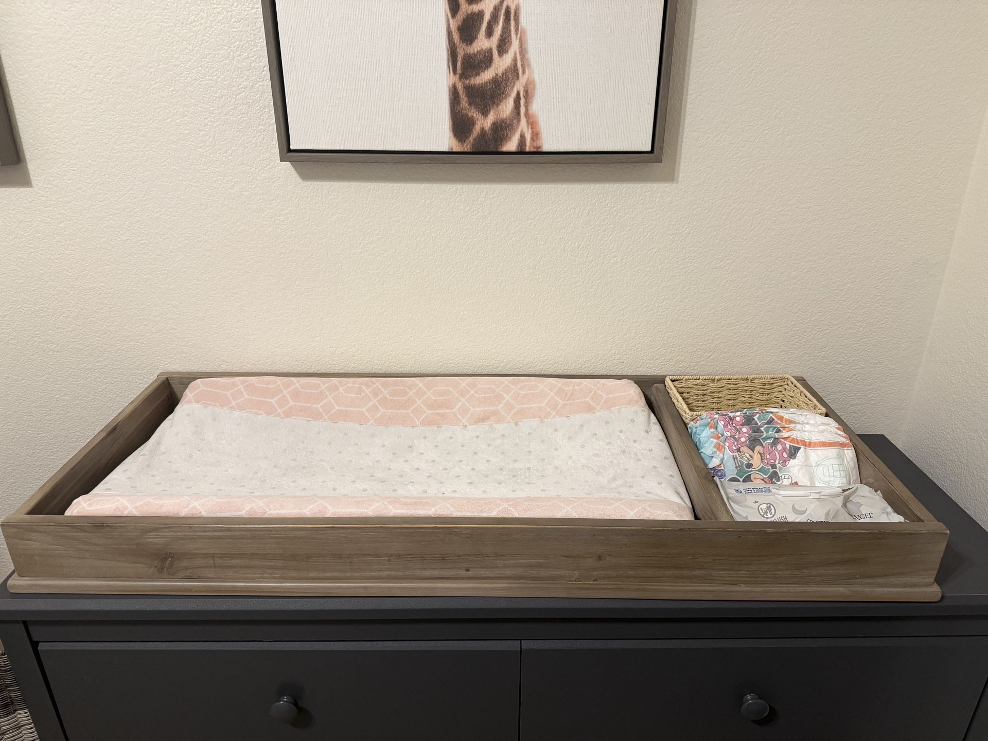 Nursery Diaper Changing Tray – Solid Wood Dresser Topper